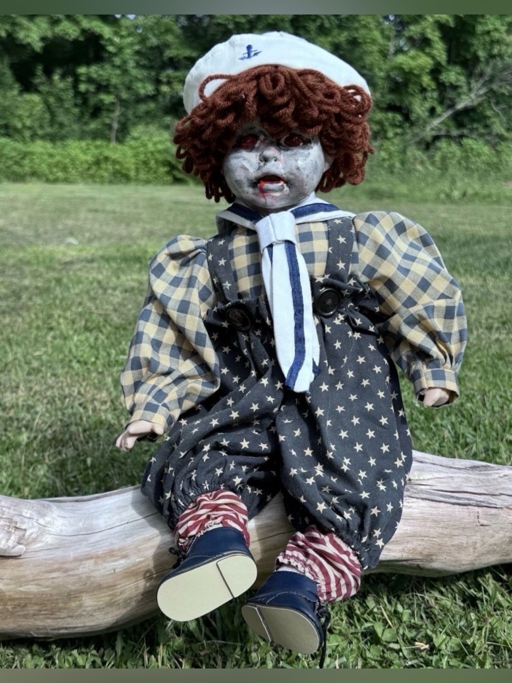 Horror Doll Terrible Ted The Sailor Creepy Scary Halloween Doll OOAK Prop Decor